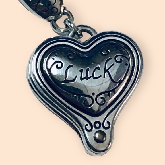 Brighton Silver-Tone Good Luck Heart Keychain Keyring With Charms - Picture 7 of 10